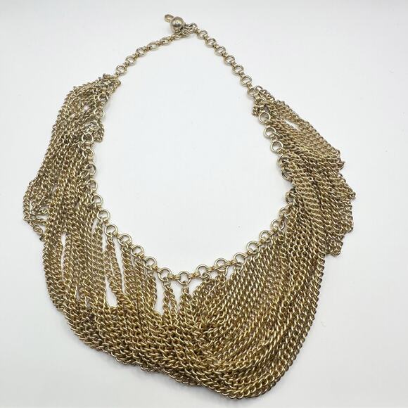 Chunky Multi Chain Gold tone Costume Jewelry retro Egyptian Choker Necklace - Picture 6 of 6
